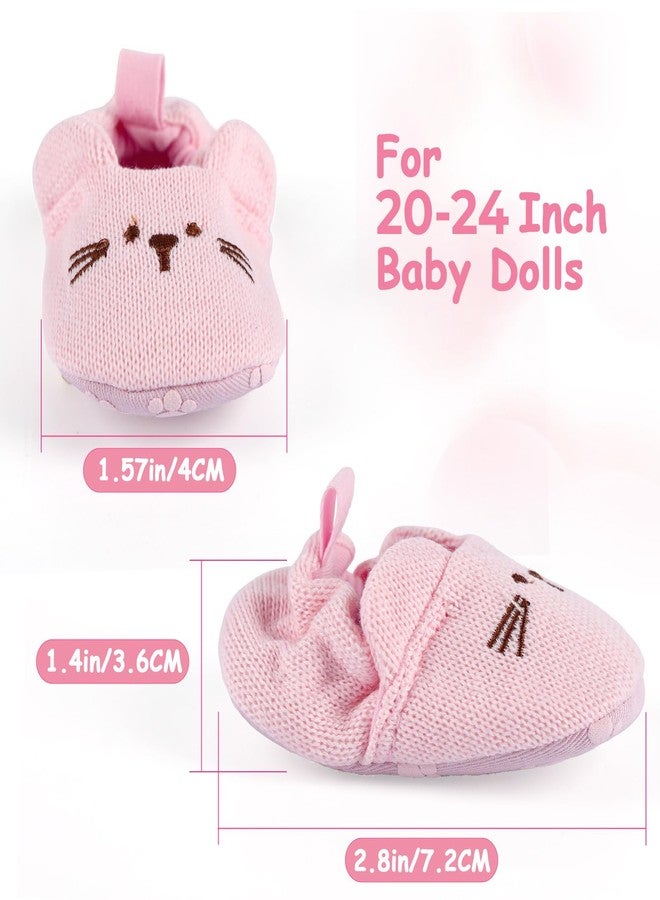 BABESIDE Baby Doll Shoes for 20-26 Inch Dolls, Reborn Baby Doll Shoes with Cute Paw Patterns fit Realistic Baby Doll Girls, Only Pink Reborn Dolls Shoes - Image 3